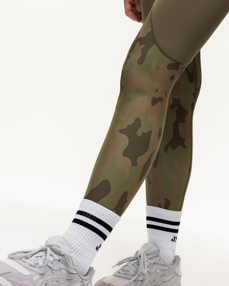 Vertex Camo High Rise Leggings - Military Green