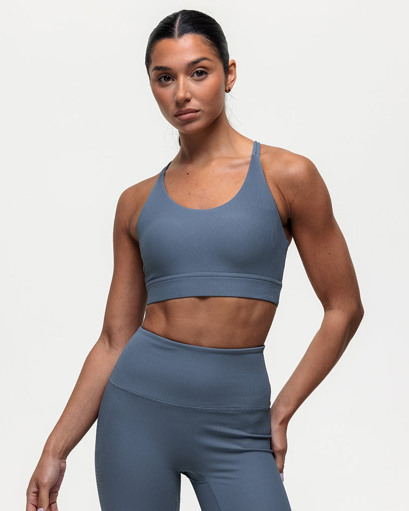 Namaste Ribbed Medium Support Bra - Graphite