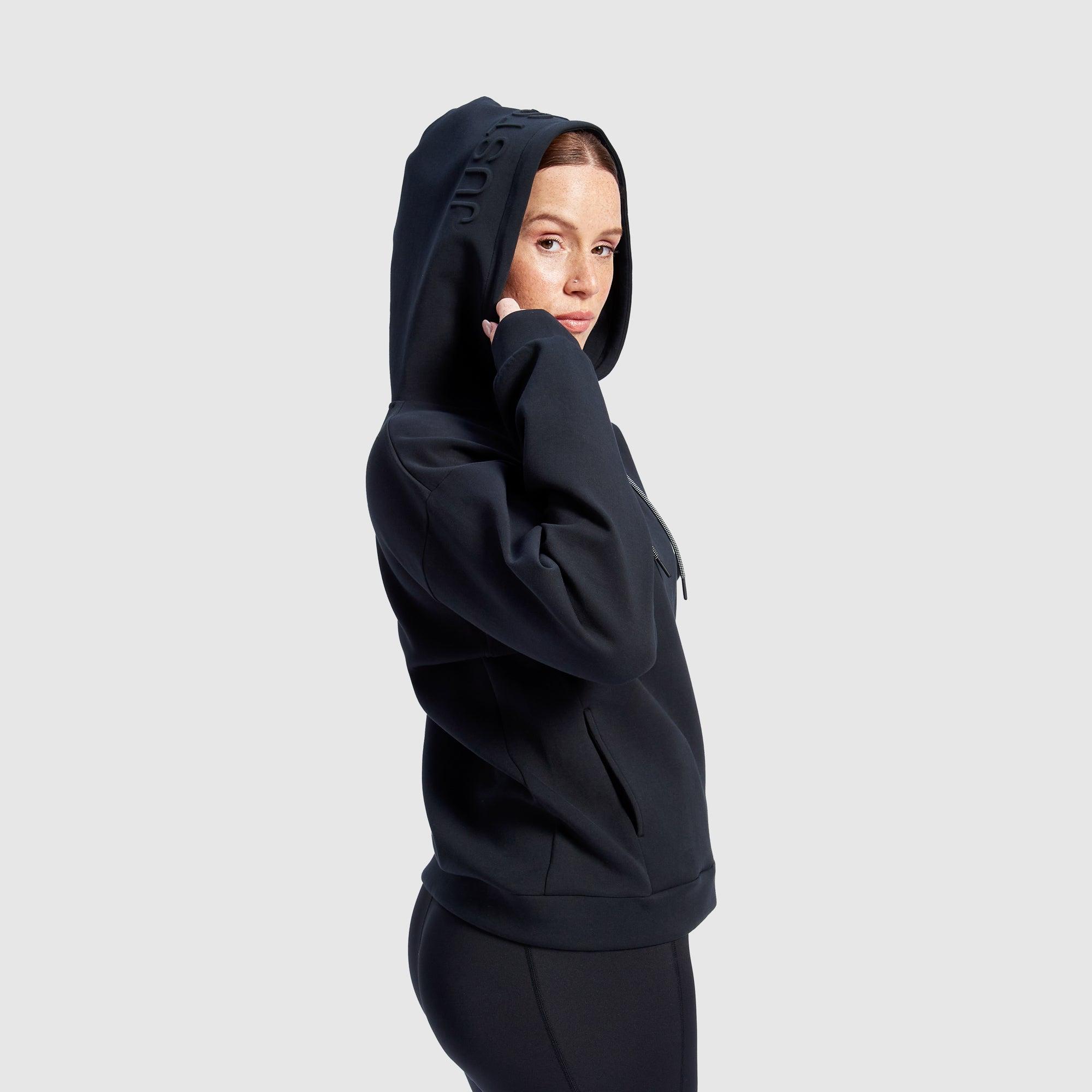 Black Embossed Luxe Minimal Hoodie