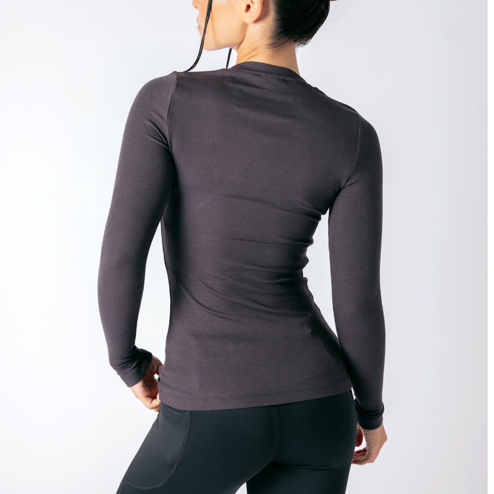 Long Sleeve Workout Tee - Washed Black